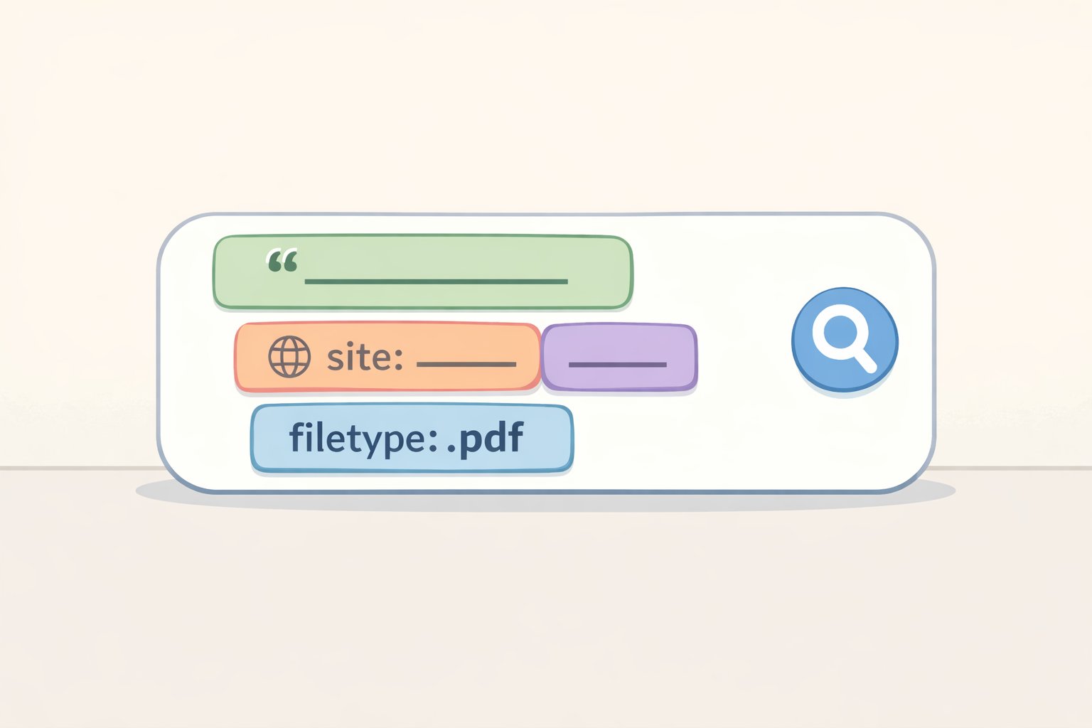 A DuckDuckGo search query illustrating DuckDuckGo advanced operators: exact quotes combined with site:ftc.gov and filetype:pdf for precise PDF discovery