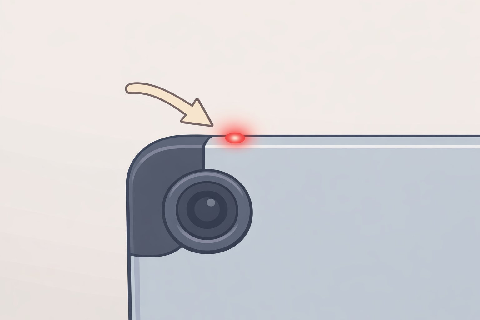 Illustration of how to spot smart camera glasses by checking the wearer's upper-left end piece for a faint recording LED glow