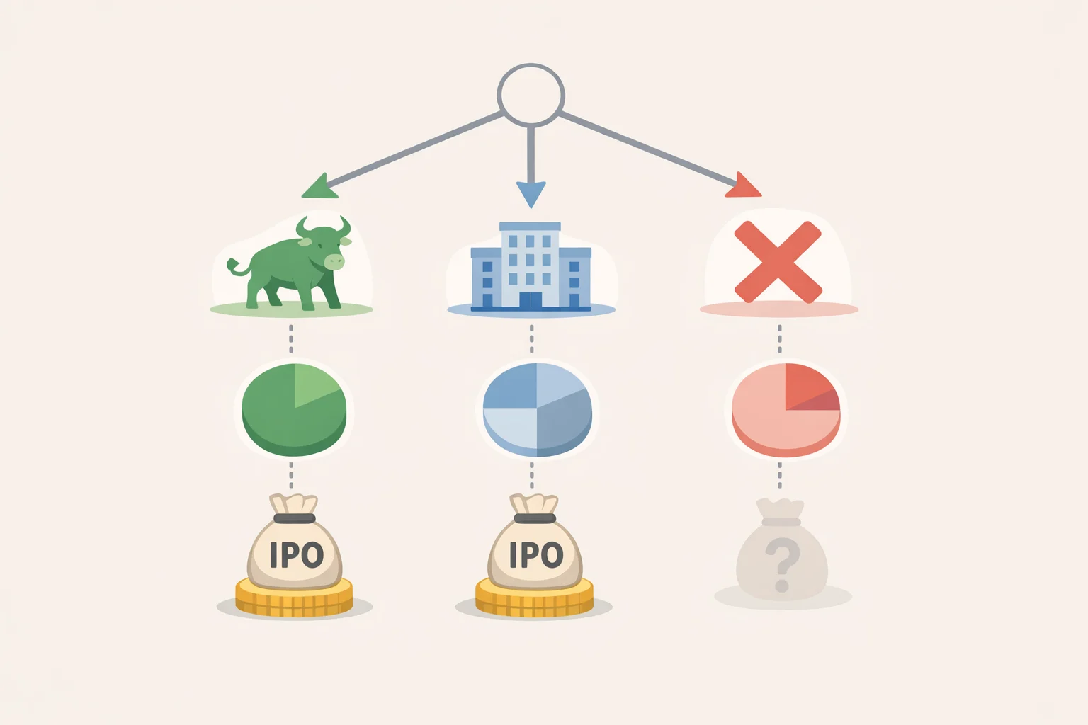 Diagram of Morningstar scenario weighting for SpaceX—how the $135 IPO price only works if the moonshot case is reweighted to 77% and the minimum-viable-product case to 23%, with the no-go case excluded