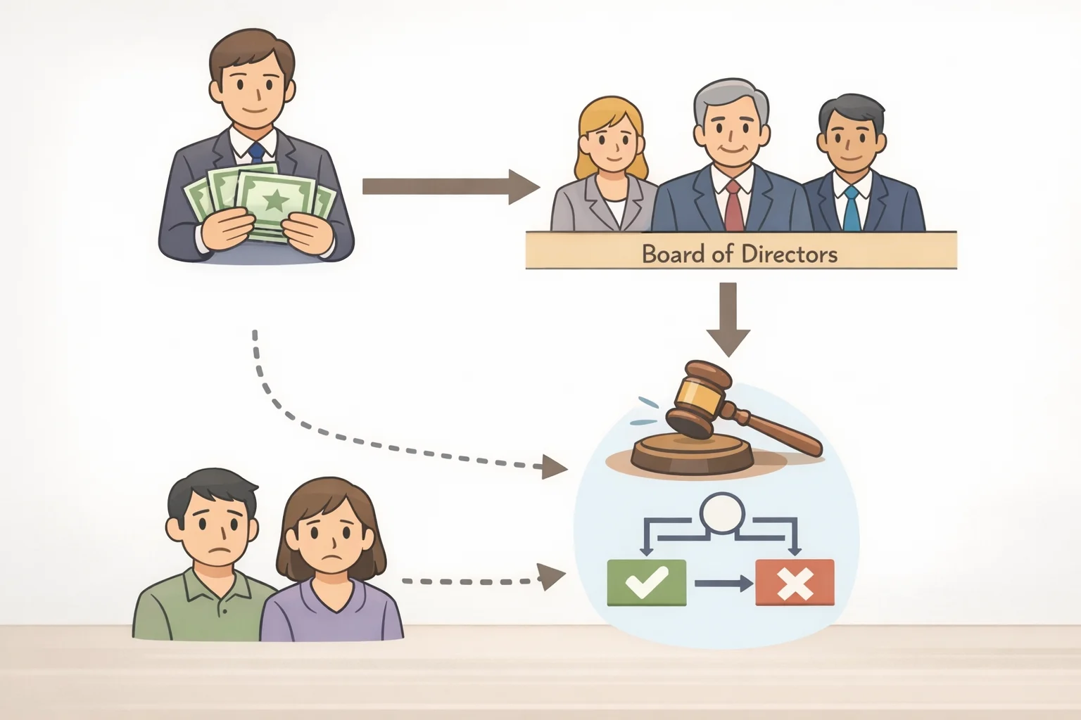 Infographic depicting a dual-class share structure where Elon Musk retains roughly 85% voting control, limiting public shareholders’ ability to influence board composition, compensation, and capital allocation—SEO context: should you buy SpaceX IPO stock