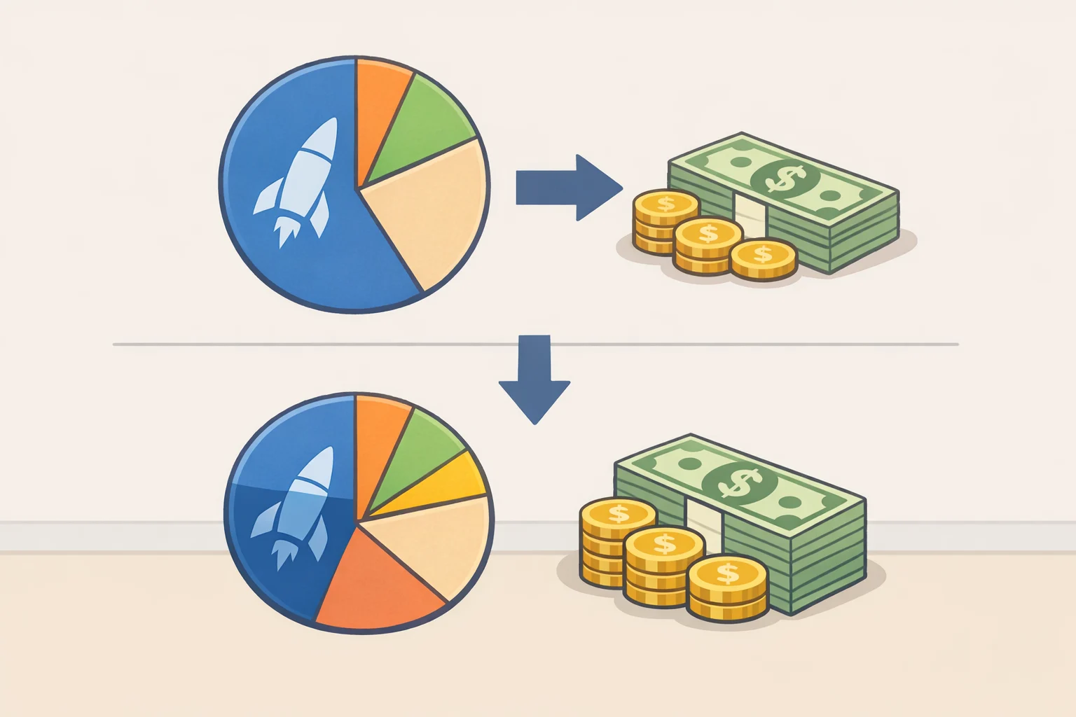 Illustration of a fund portfolio where a $200M SpaceX stake representing 10% of assets falls to 7.5% after $500M in new investor cash