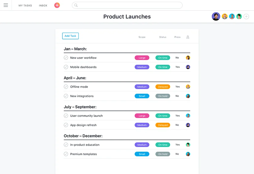 Asana workflows